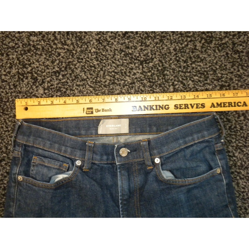 Everlane Jeans Mens 31x32 Blue Denim‎ The Slim Jean Stretch Mid Rise Dark Wash - Picture 9 of 11